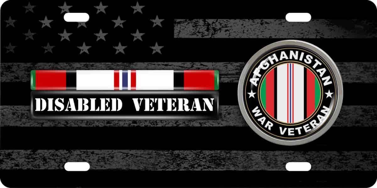 Afghanistan Disabled Veteran - Stainless Steel Car License Plate